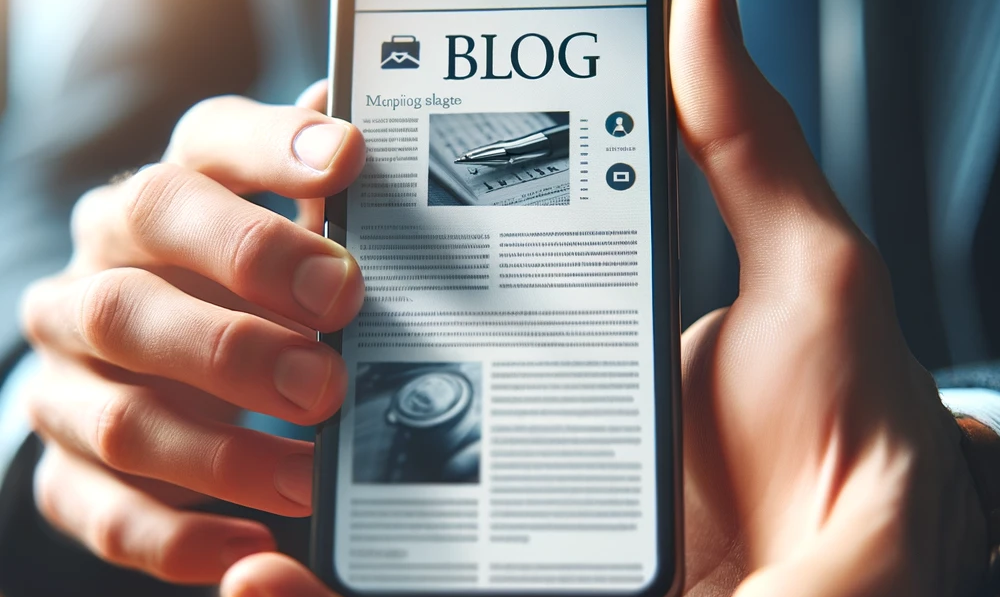 reading a blog on a mobile phone